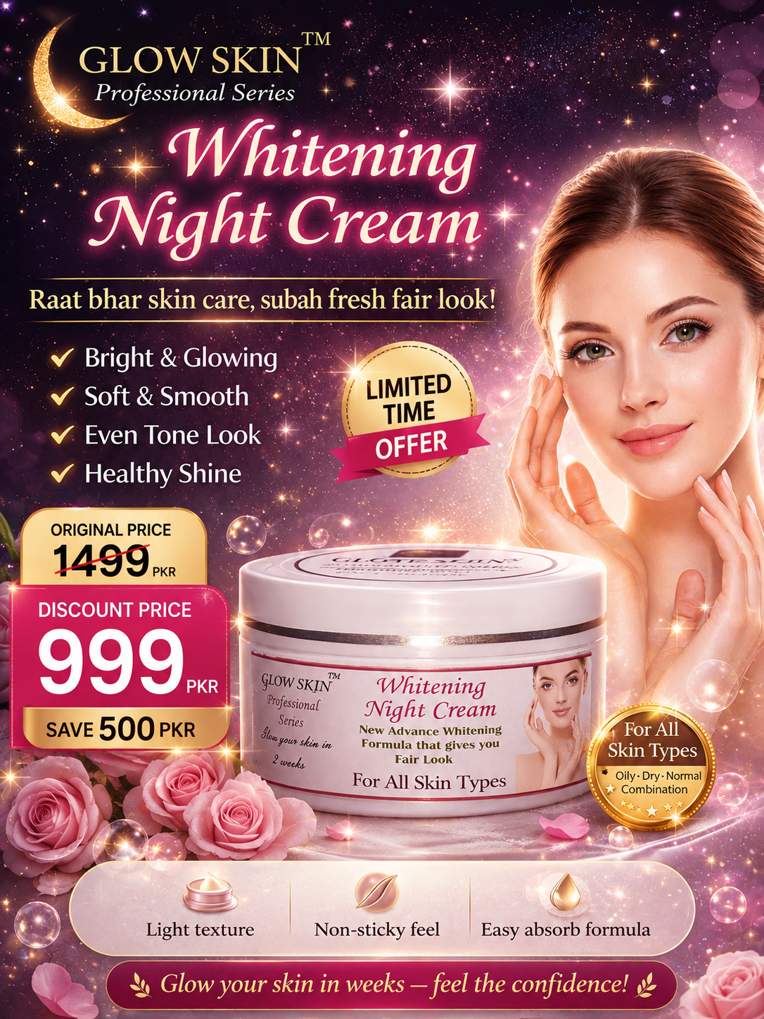 Glow Skin Whitening Night Cream